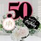 Big Dot of Happiness Chic 50th Birthday - Pink, Black and Gold - Birthday Party Centerpiece Sticks - Table Toppers - Set of 15